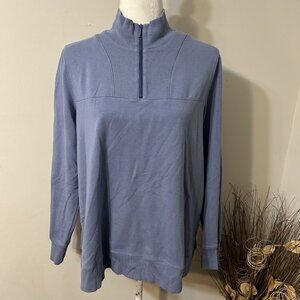 J. Jill Fit Women Quarter Zip Pullover Jersey Sweatshirt Purple Mock Neck Sz M